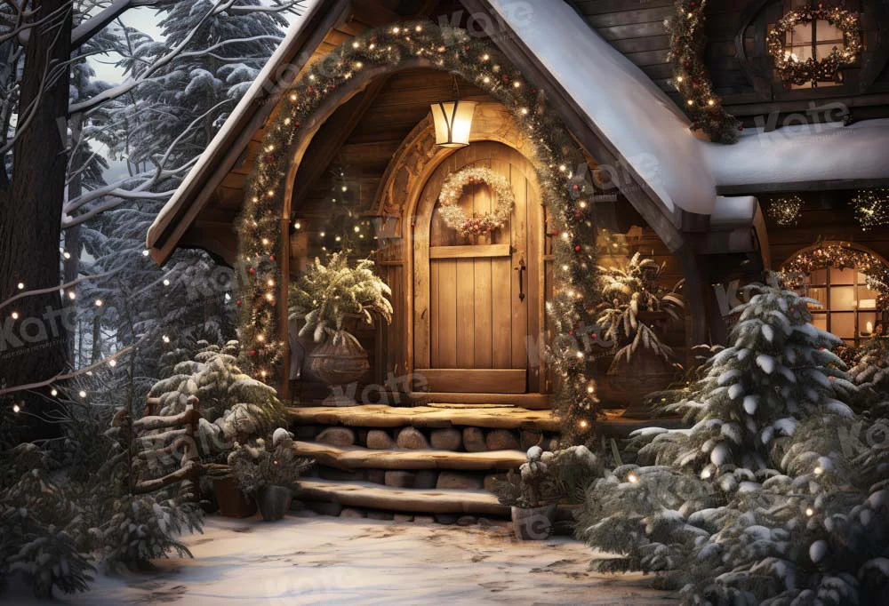 Kate Christmas Wooden House Backdrop Designed by Chain Photography - Image 2