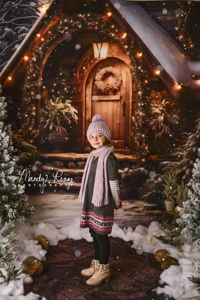 Kate Christmas Wooden House Backdrop Designed by Chain Photography - Image 3