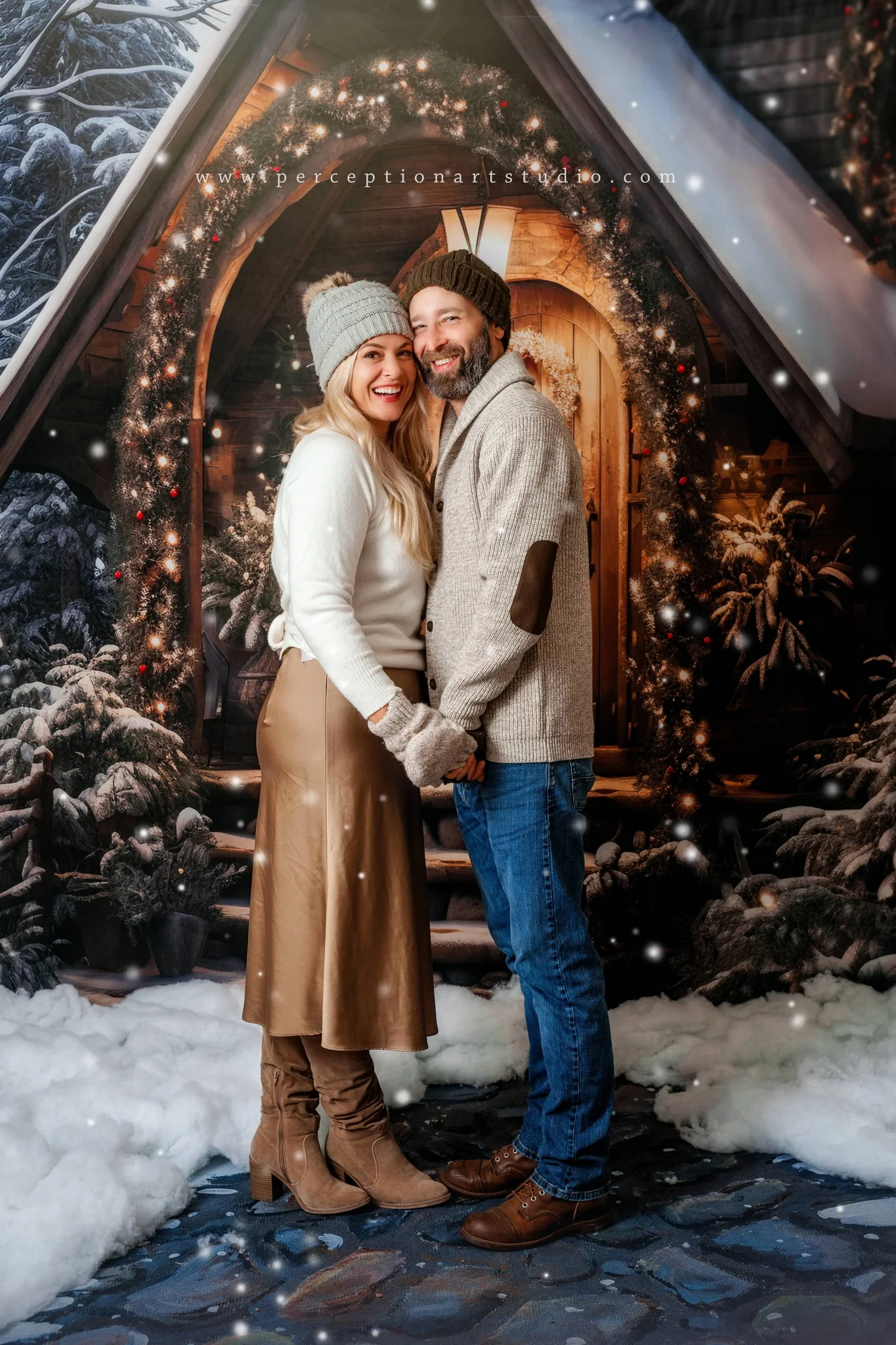 Kate Christmas Wooden House Backdrop Designed by Chain Photography - Image 9