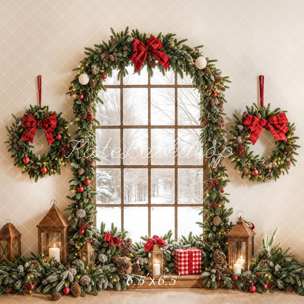 Kate Christmas Wreath Arched Window Backdrop Designed by Emetselch - Image 2