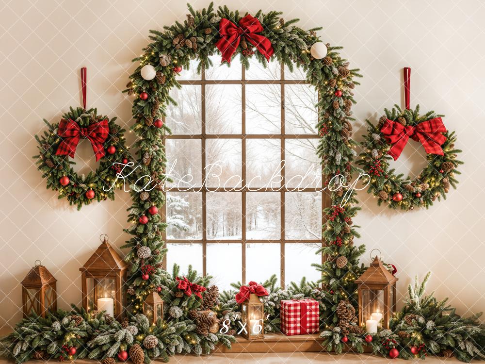 Kate Christmas Wreath Arched Window Backdrop Designed by Emetselch - Image 3