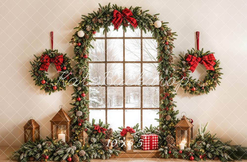 Kate Christmas Wreath Arched Window Backdrop Designed by Emetselch - Image 4