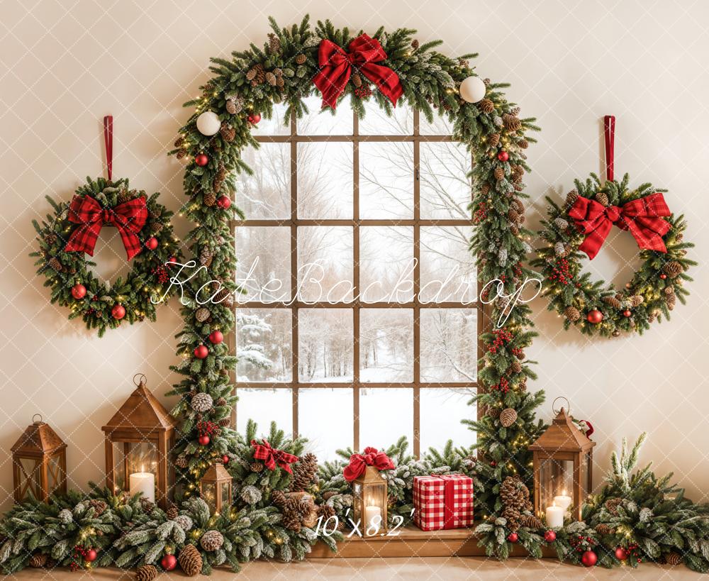 Kate Christmas Wreath Arched Window Backdrop Designed by Emetselch - Image 5