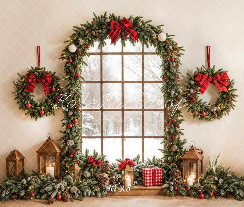 Kate Christmas Wreath Arched Window Backdrop Designed by Emetselch - Image 6