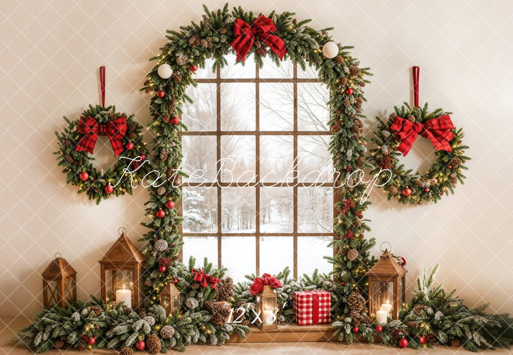 Kate Christmas Wreath Arched Window Backdrop Designed by Emetselch - Image 7