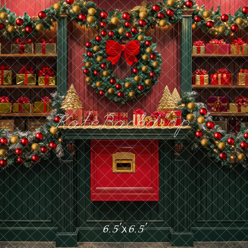 Kate Christmas Wreath Garland Gift Shelves Backdrop Designed by Mini MakeBelieve - Image 2