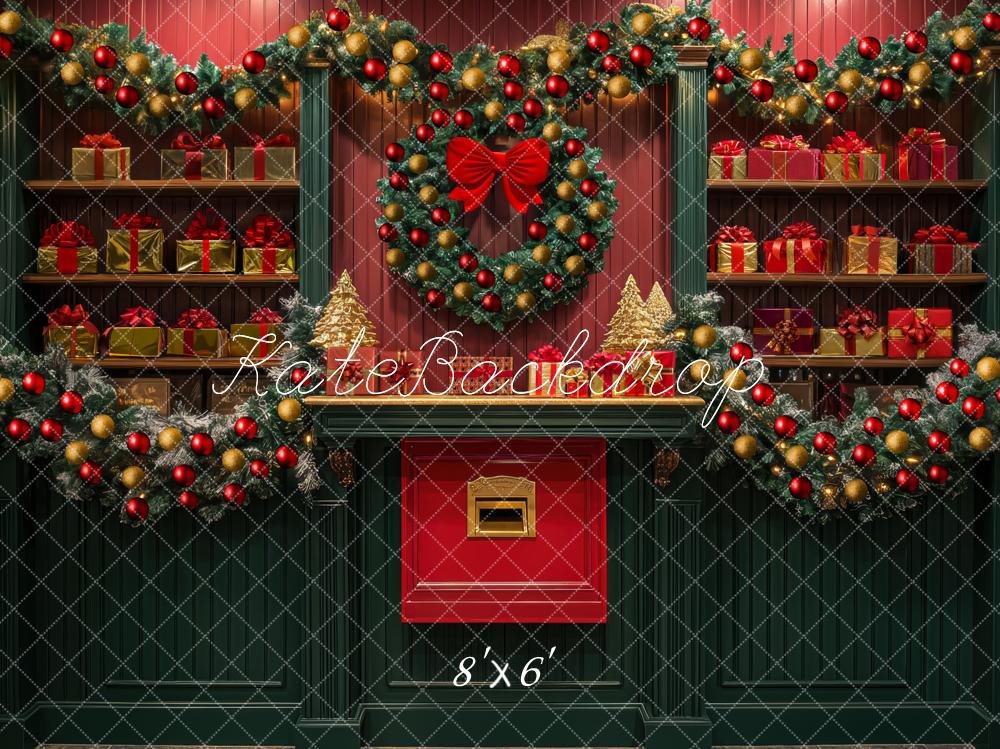 Kate Christmas Wreath Garland Gift Shelves Backdrop Designed by Mini MakeBelieve - Image 3