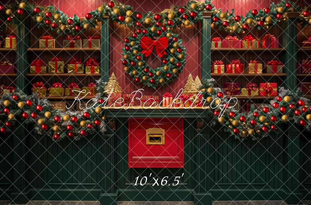 Kate Christmas Wreath Garland Gift Shelves Backdrop Designed by Mini MakeBelieve - Image 4