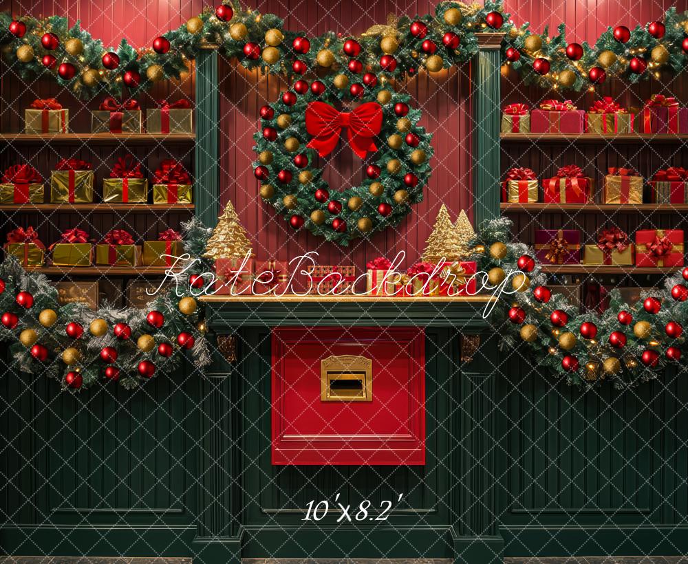 Kate Christmas Wreath Garland Gift Shelves Backdrop Designed by Mini MakeBelieve - Image 6