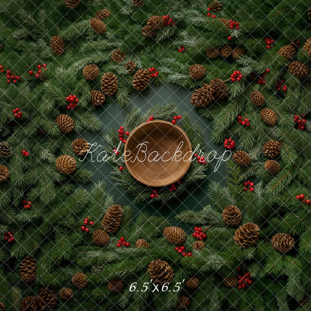 Kate Christmas Wreath Pinecones Bowl Backdrop Designed by Chain Photography - Image 2