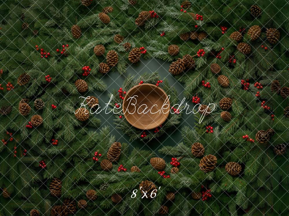 Kate Christmas Wreath Pinecones Bowl Backdrop Designed by Chain Photography - Image 3