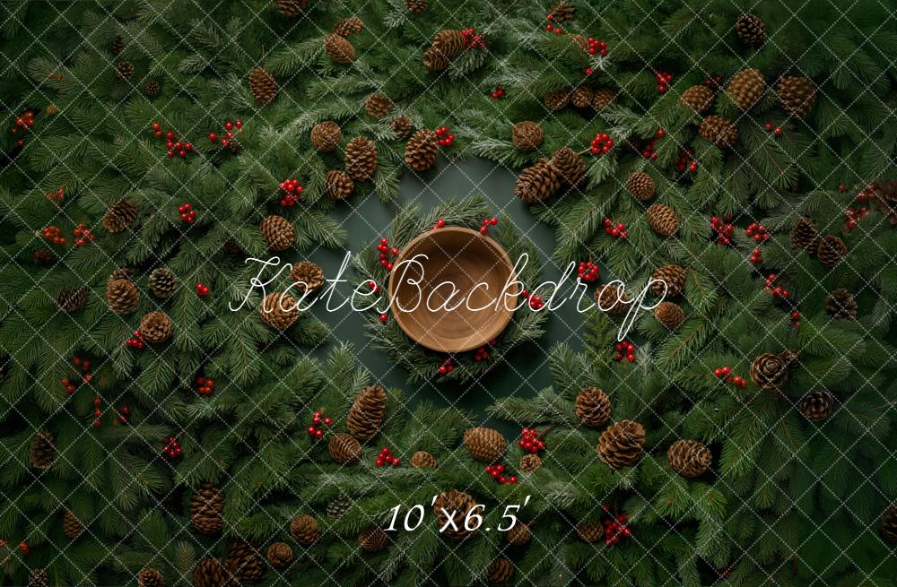 Kate Christmas Wreath Pinecones Bowl Backdrop Designed by Chain Photography - Image 4