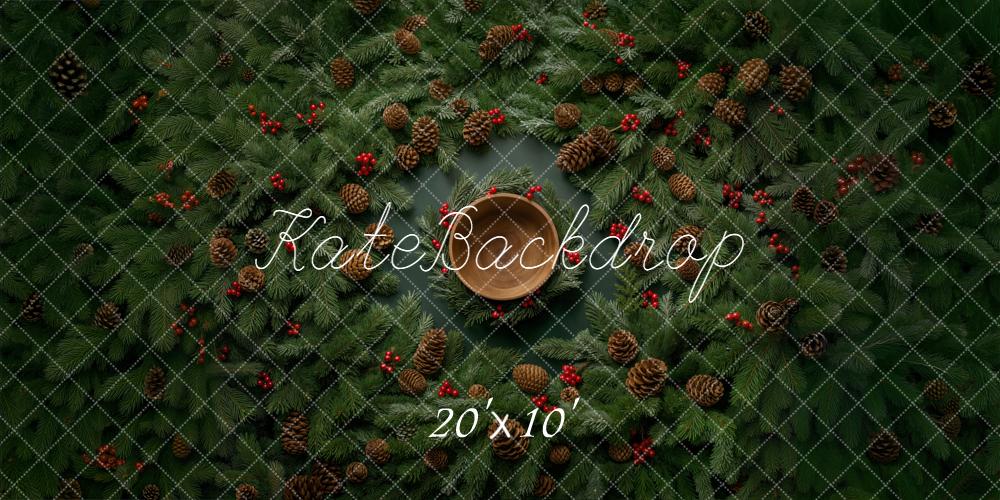 Kate Christmas Wreath Pinecones Bowl Backdrop Designed by Chain Photography - Image 8