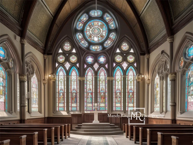Kate Church Stained Glass Window Backdrop Designed by Mandy Ringe Photography - Image 4
