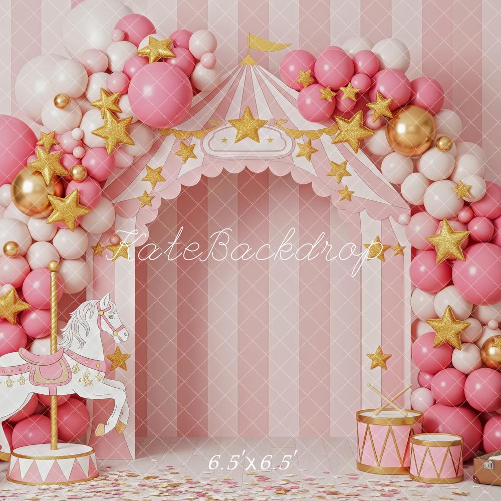 Kate Circus Balloon Arch Carousel Pink Backdrop Designed by Patty Robert - Image 2