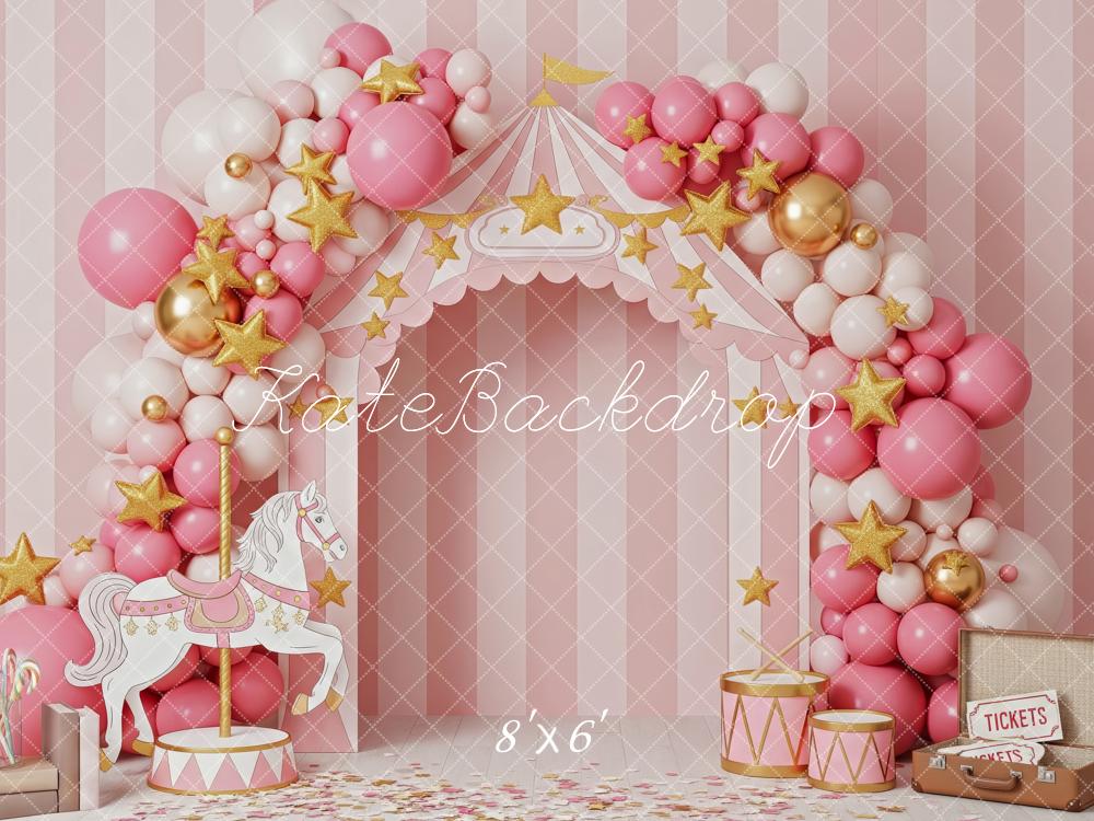 Kate Circus Balloon Arch Carousel Pink Backdrop Designed by Patty Robert - Image 3