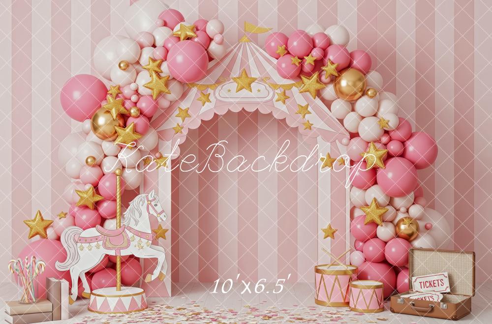 Kate Circus Balloon Arch Carousel Pink Backdrop Designed by Patty Robert - Image 4