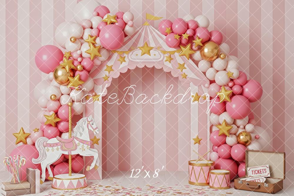 Kate Circus Balloon Arch Carousel Pink Backdrop Designed by Patty Robert - Image 8