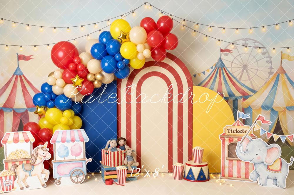 Kate Circus Carnival Balloons Tickets Stalls Fleece Backdrop Designed by Patty Robert - Image 4
