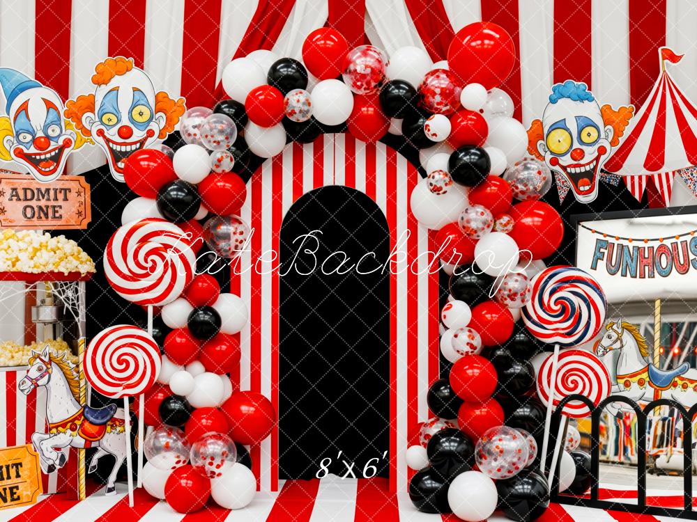 Kate Circus Clown Striped Balloons Funhouse Backdrop Designed by Patty Robert - Image 3