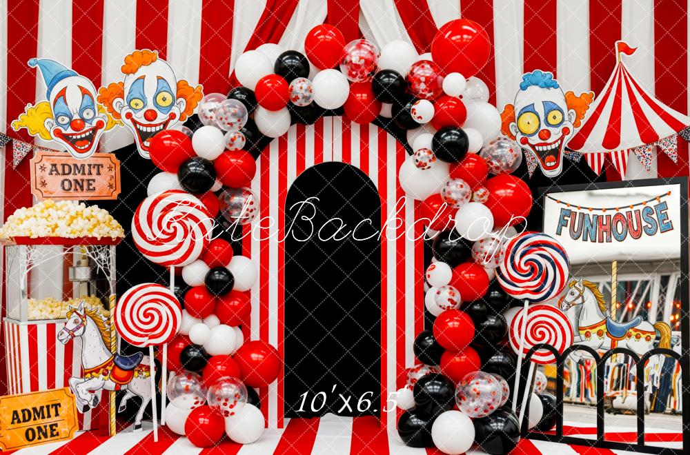 Kate Circus Clown Striped Balloons Funhouse Backdrop Designed by Patty Robert - Image 4