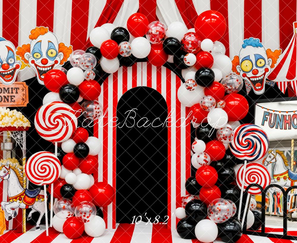 Kate Circus Clown Striped Balloons Funhouse Backdrop Designed by Patty Robert - Image 6