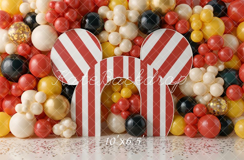 Kate Circus Striped Ears Balloons Fleece Backdrop Designed by Chain Photography - Image 2