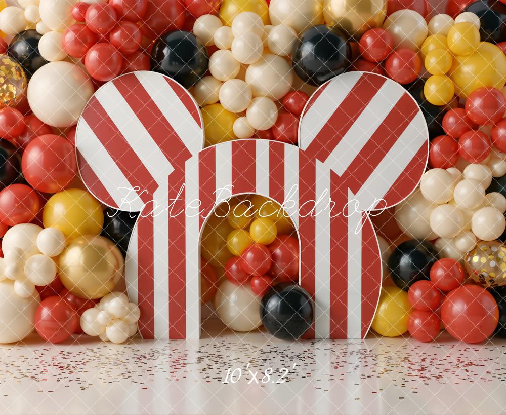 Kate Circus Striped Ears Balloons Fleece Backdrop Designed by Chain Photography - Image 3
