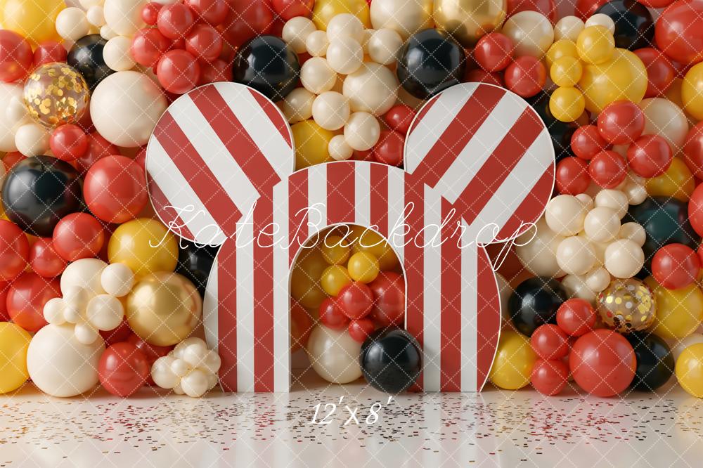 Kate Circus Striped Ears Balloons Fleece Backdrop Designed by Chain Photography - Image 4