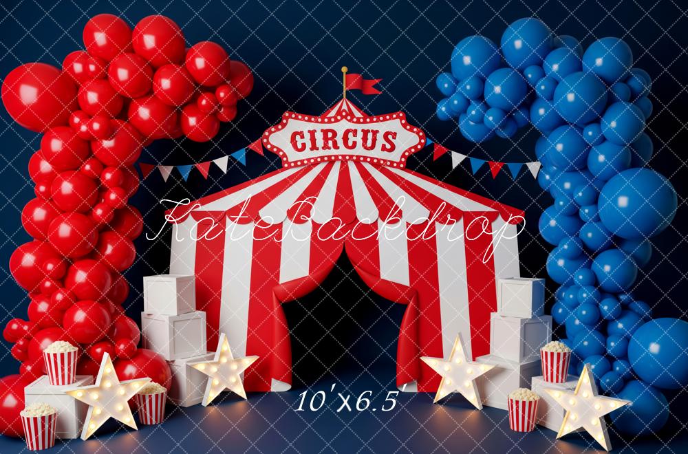 Kate Circus Tent Balloons Stars Fleece Backdrop Designed by Patty Robert - Image 2