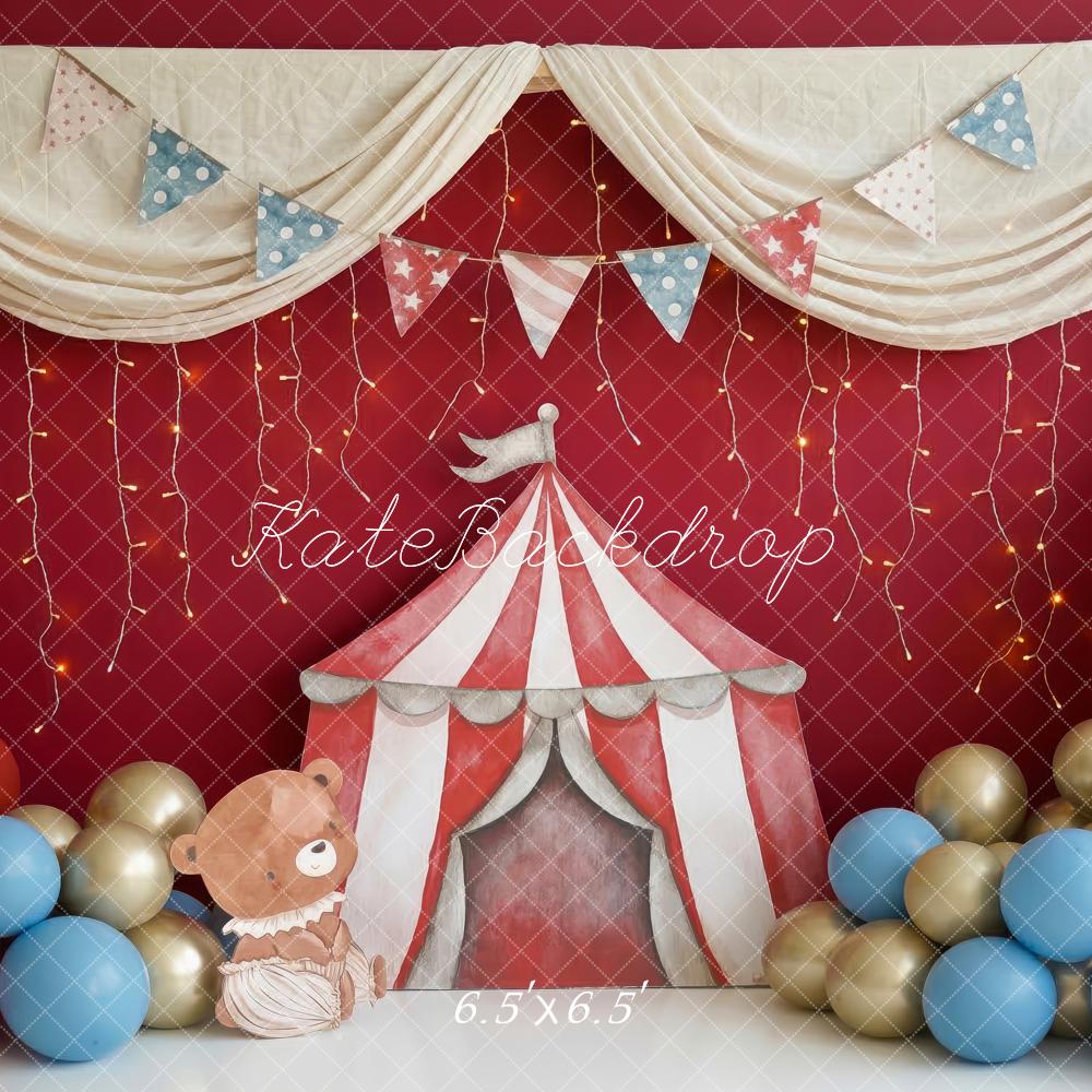 Kate Circus Tent Bear Balloons Bunting Backdrop Designed by Patty Robert - Image 2