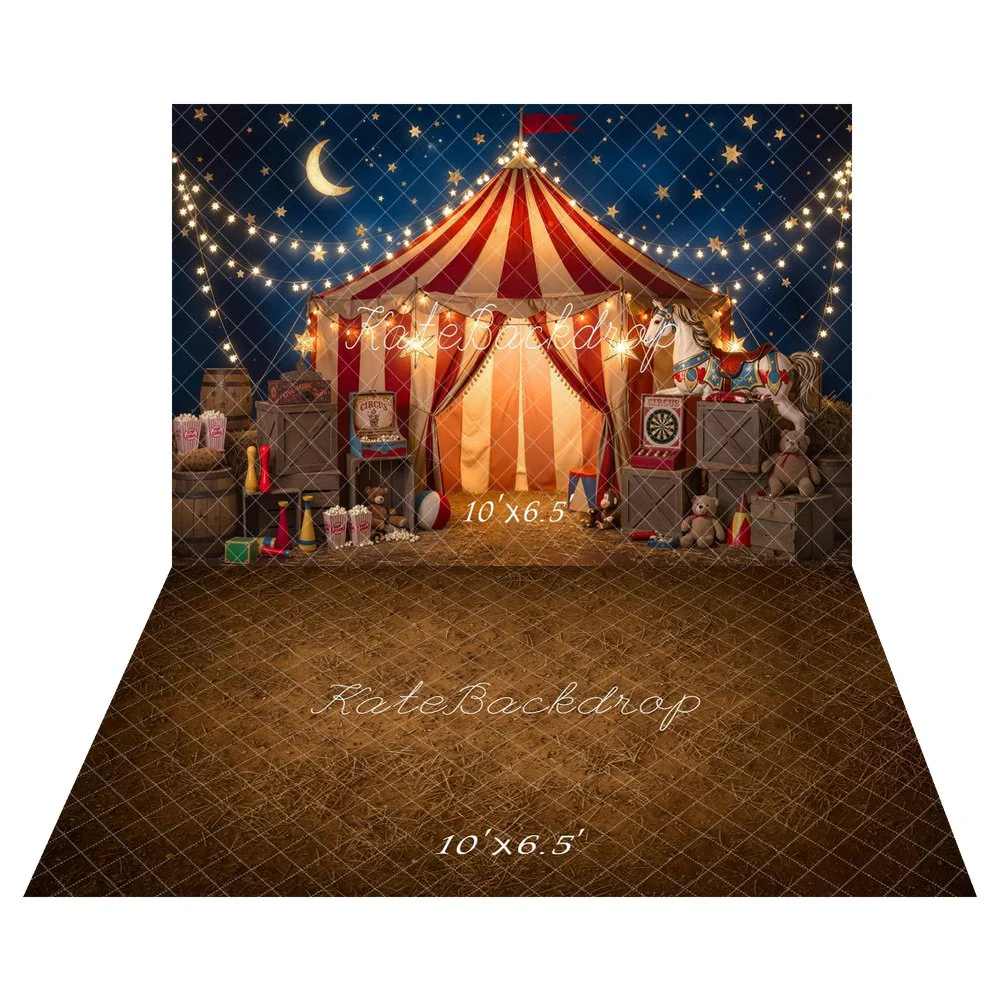 Kate Circus Tent Night Carnival Toys Backdrop+Brown Dirt Straw Texture Backdrop - Image 3