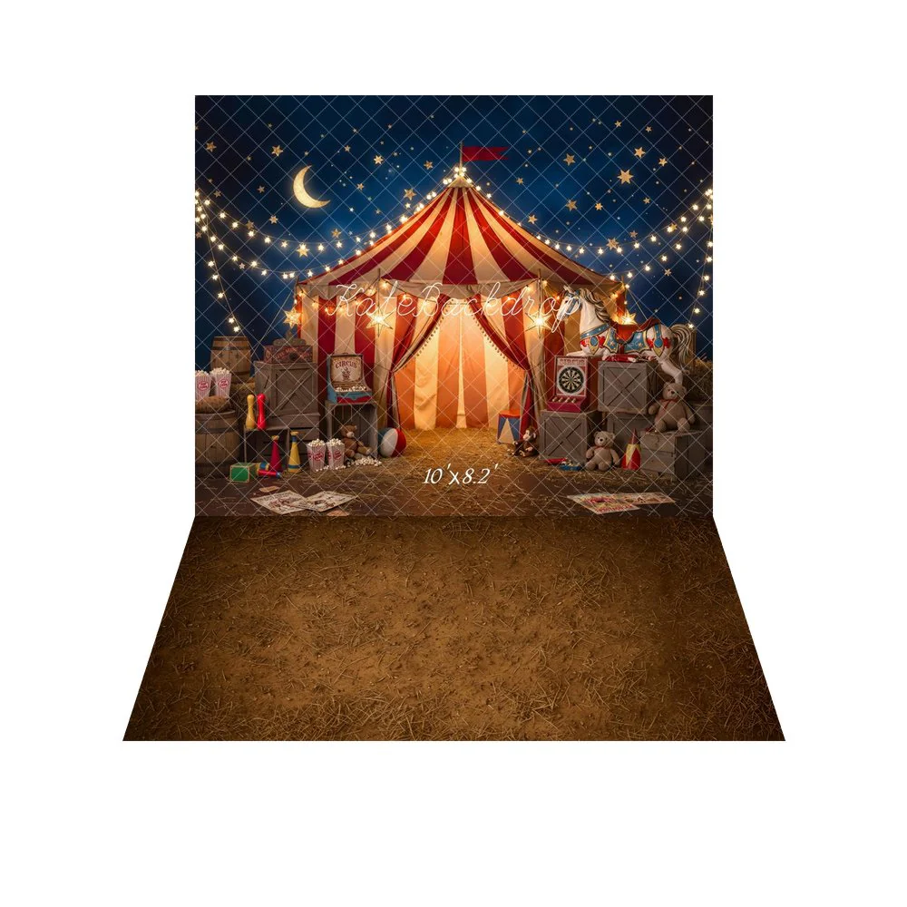 Kate Circus Tent Night Carnival Toys Backdrop+Brown Dirt Straw Texture Backdrop - Image 6