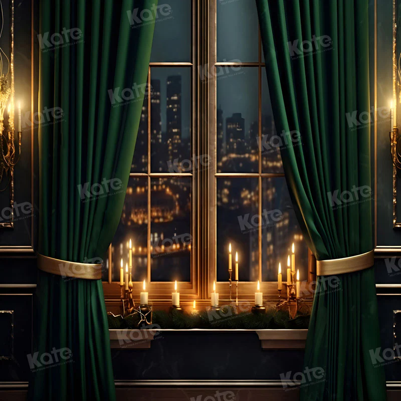 Kate City Night Window Green Backdrop for Photography - Image 4
