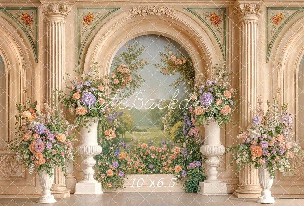 Kate Classical Columns Floral Vases Fleece Backdrop Designed by Emetselch - Image 2