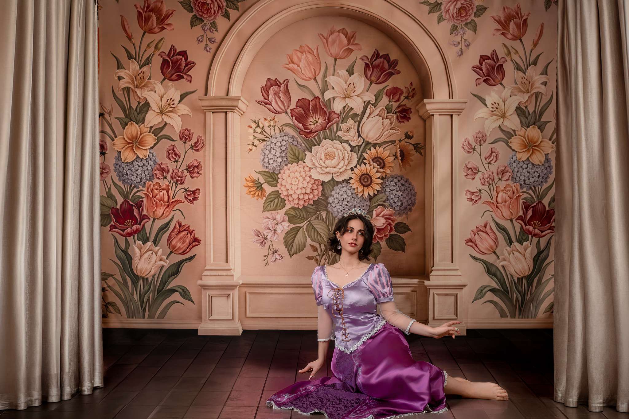 Kate Classical Flower Arch Mural Wall Backdrop Designed by Emetselch