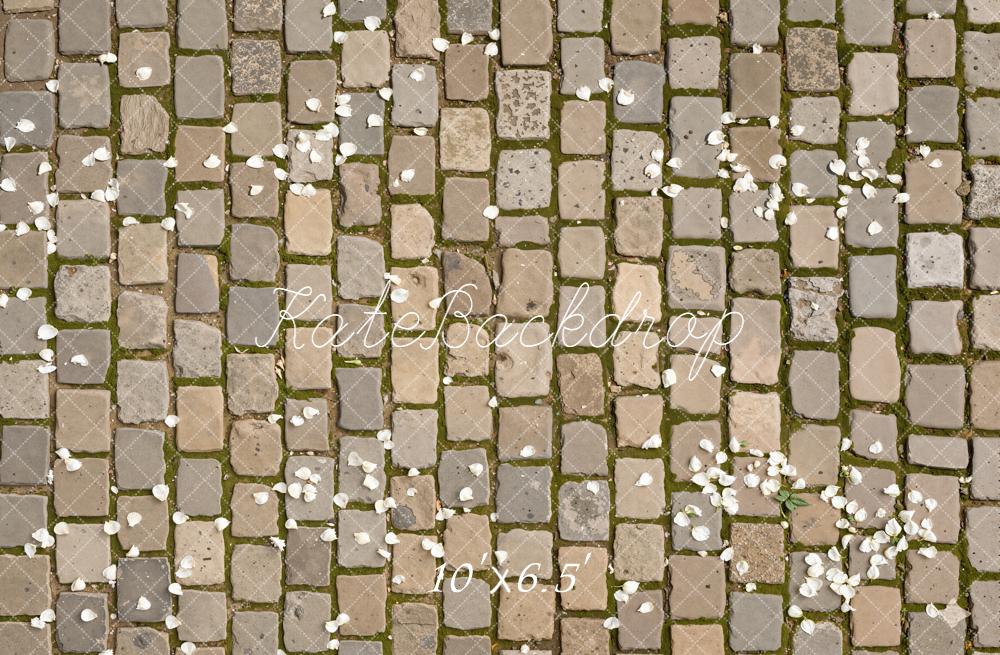 Kate Cobblestone Floor White Petals Backdrop Designed by Kate Image - Image 4