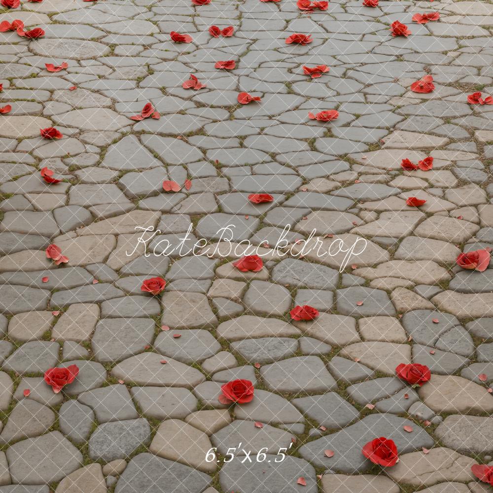 Kate Cobblestone Ground Red Petals Backdrop Designed by Kate Image - Image 2