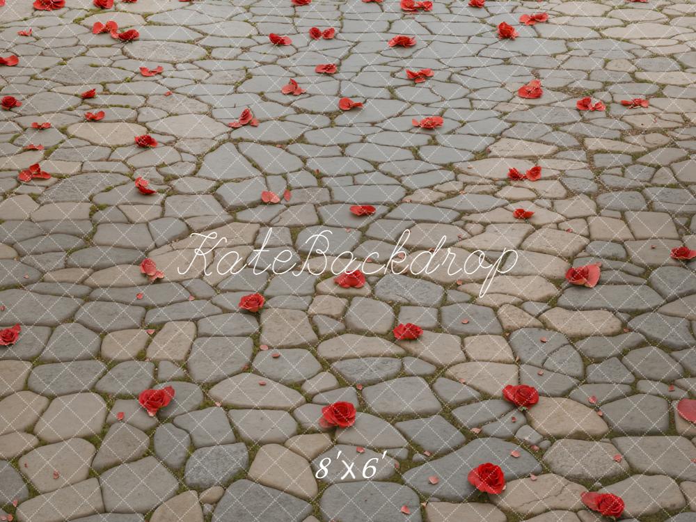 Kate Cobblestone Ground Red Petals Backdrop Designed by Kate Image - Image 3
