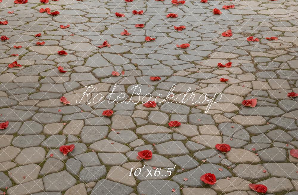 Kate Cobblestone Ground Red Petals Backdrop Designed by Kate Image - Image 4