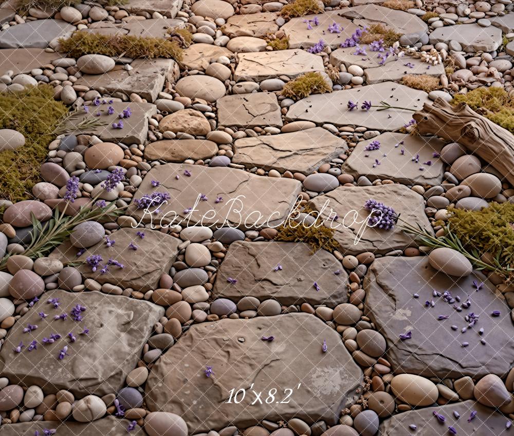 Kate Cobblestone Path Stones Moss Fleece Backdrop Designed by Kate image - Image 3