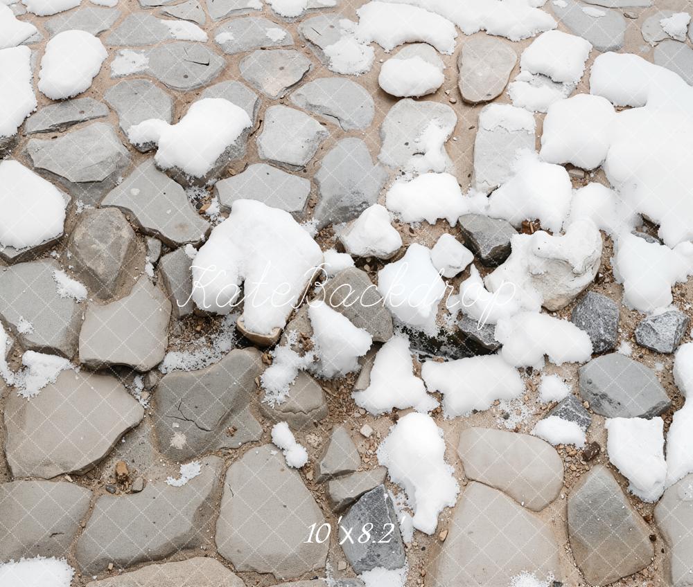Kate Cobblestone Snow Ground Floor Fleece Backdrop Designed by Kate Image - Image 3