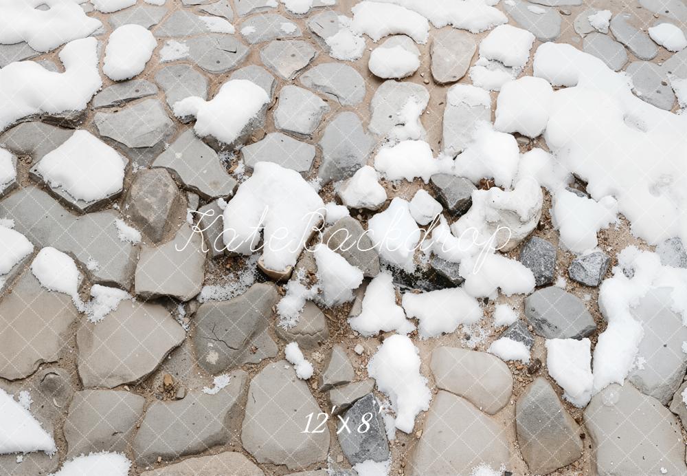 Kate Cobblestone Snow Ground Floor Fleece Backdrop Designed by Kate Image - Image 4