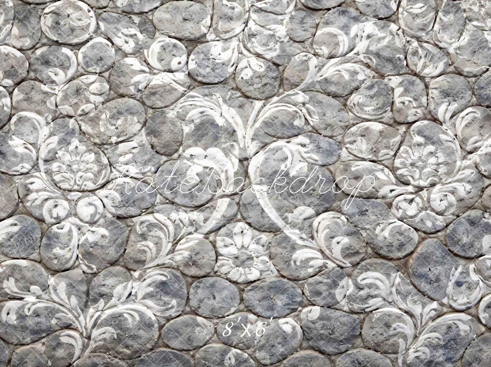 Kate Cobblestone White Floral Pattern Floor Backdrop Designed by Mini MakeBelieve - Image 3