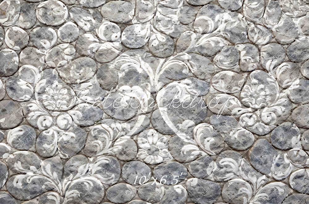 Kate Cobblestone White Floral Pattern Floor Backdrop Designed by Mini MakeBelieve - Image 4
