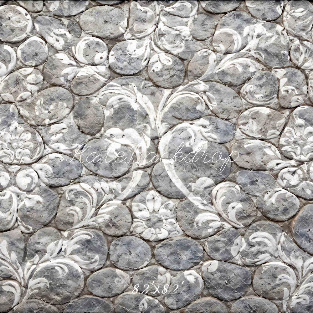 Kate Cobblestone White Floral Pattern Floor Backdrop Designed by Mini MakeBelieve - Image 5