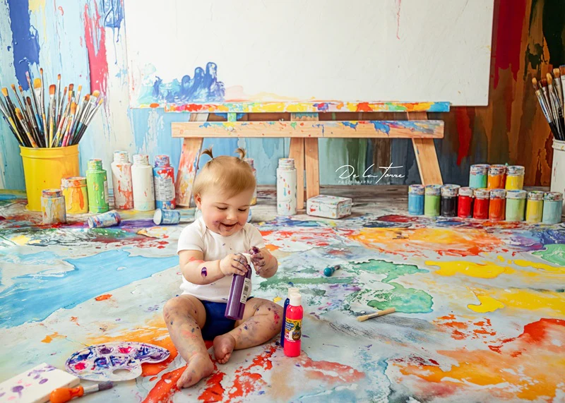 Kate Colorful Art Backdrop+Abstract Colorful Paint Floor Backdrop - Image 3