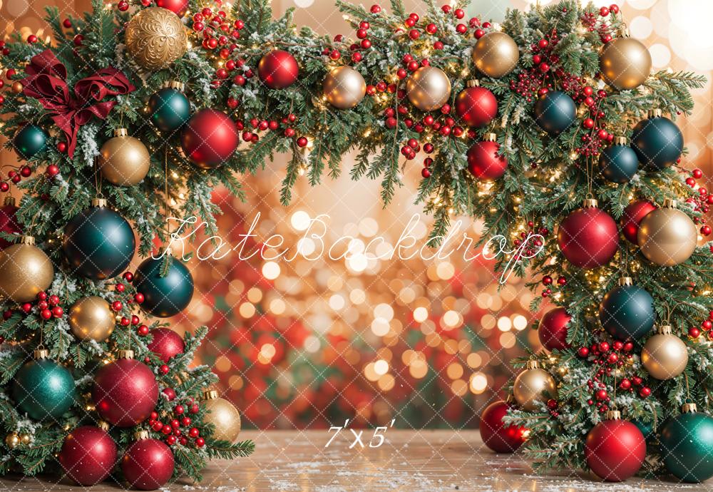 Kate Colorful Christmas Ornament Arch Bokeh Backdrop Designed by Emetselch - Image 2