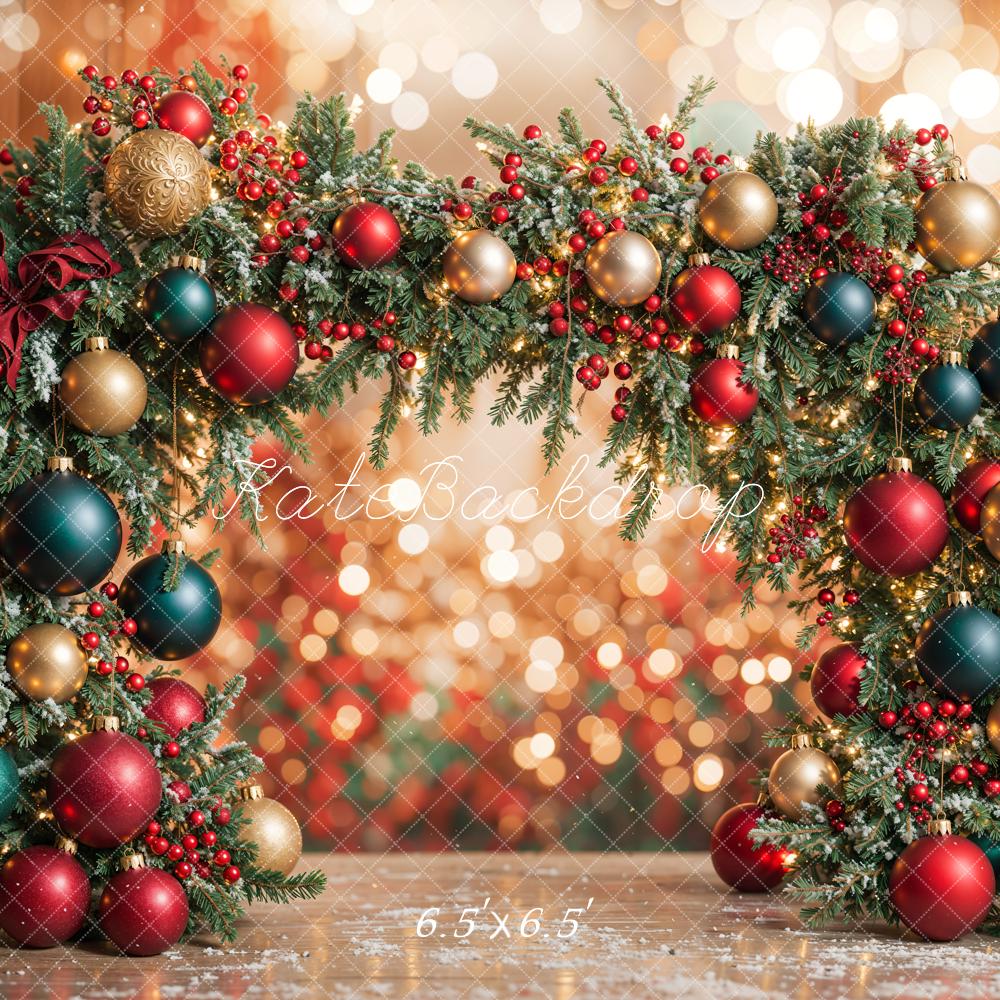 Kate Colorful Christmas Ornament Arch Bokeh Backdrop Designed by Emetselch - Image 4