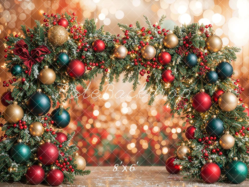 Kate Colorful Christmas Ornament Arch Bokeh Backdrop Designed by Emetselch - Image 5
